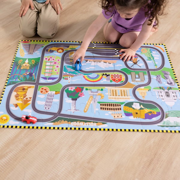 Melissa & Doug Race Around the World Tracks Puslespil 48 stk Kort