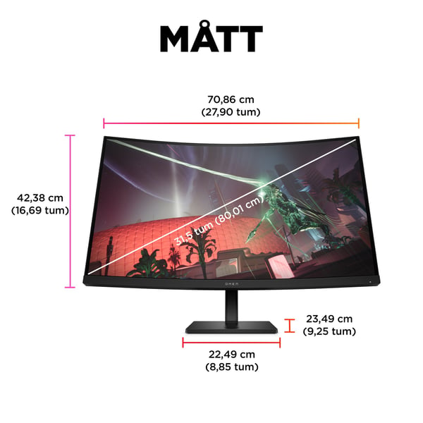 OMEN by HP OMEN 31,5 tum QHD 165 Hz välvd Gaming-skärm – OMEN 32c