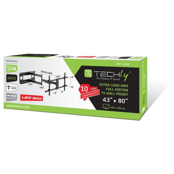 Techly ICA-PLB 490 TV-kiinnike 2,03 m (80") Musta