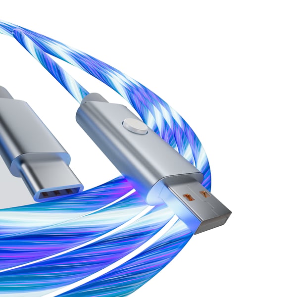 Oniverse ONICAB1-CTYPEC2-LED USB-kabel 2 m USB A USB C Blå, Sølv