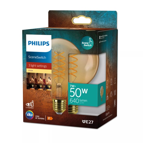 Philips Filamenttilamppu meripihka 50 W G95 E27