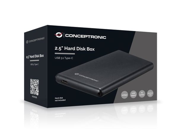 Conceptronic HDE02B Hölje för lagringsenheter HDD-hölje Svart 2.5"