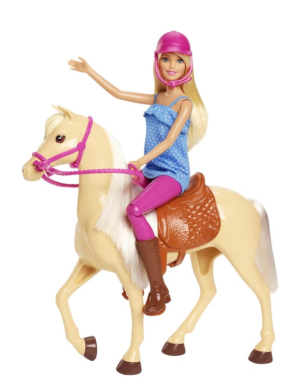 Barbie Barbie-docka, blond, och häst