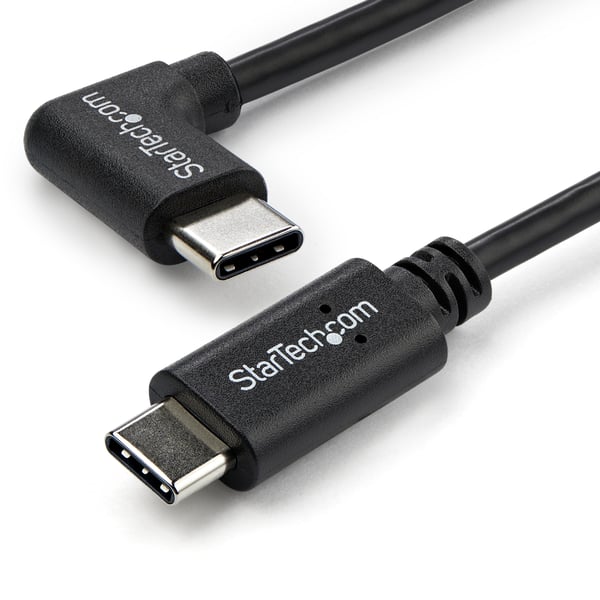 StarTech.com 1 m USB-C-laddningskabel, rätvinklad, laddning och synkronisering, 60 W (3 A) PD, USB 2.0-laddare för bärbar dator - USB C-laddningssladd