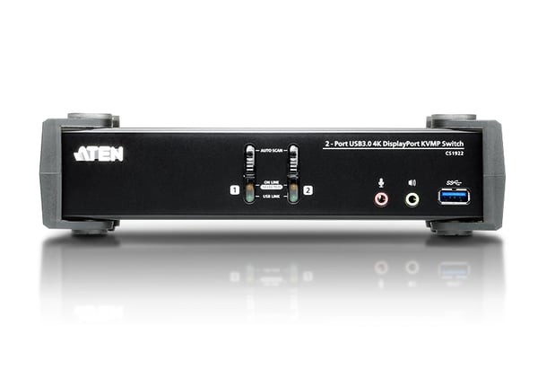 ATEN USB 3.0 4K DisplayPort KVMP™-switch med 2 portar (kablar medföljer)
