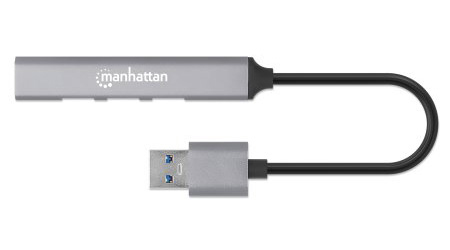Manhattan 168427 gränssnittshubbar USB 3.2 Gen 1 (3.1 Gen 1) Type-A 5000 Mbit/s Grå