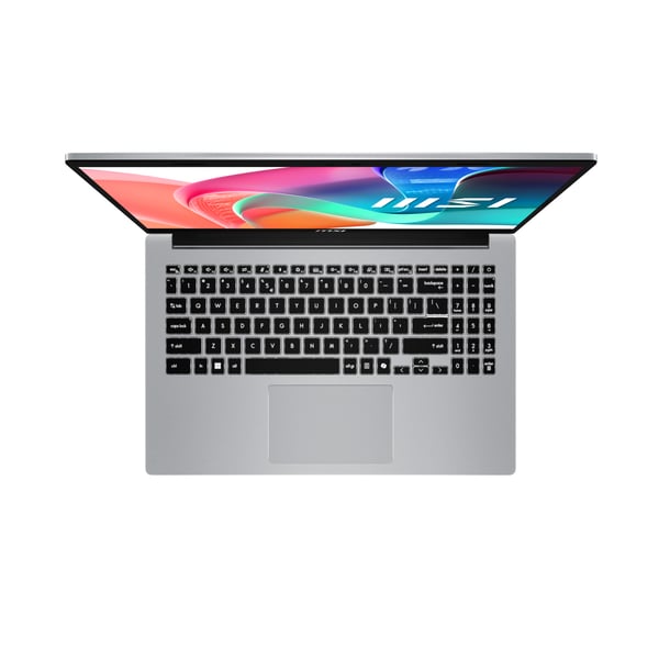 MSI Modern 15 F1MG-256XES Intel Core 5 120U Laptop 39,6 cm (15.6") Fuld HD 16 GB DDR4-SDRAM 512 GB SSD Wi-Fi 6E (802.11ax) FreeDOS Sølv