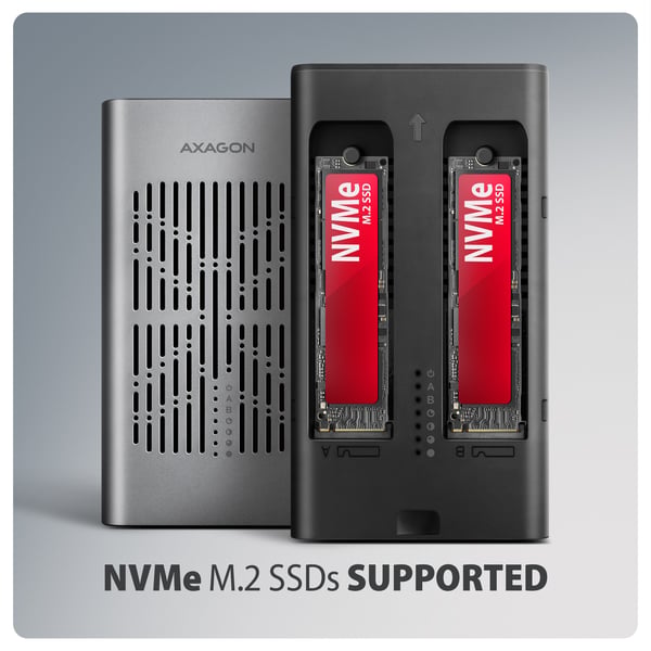Axagon EEM2-20GD tallennusaseman telakointiasema USB 3.2 Gen 2 (3.1 Gen 2) Type-C Musta, Harmaa