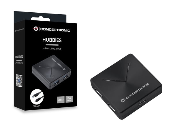 Conceptronic HUBBIES02B interface hub USB 3.2 Gen 1 (3.1 Gen 1) Mini-B 5000 Mbit/s Sort