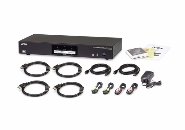 ATEN USB 3.0 4K DisplayPort Dual Display KVMP™-switch med 2 portar