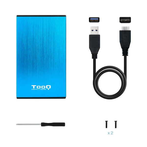 TooQ TQE-2527BL Hölje för lagringsenheter HDD-hölje Svart, Blå 2.5"