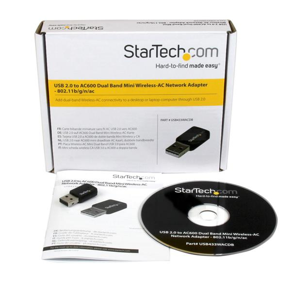 StarTech.com USB 2.0 AC600 trådlös-AC-nätverksadapter med mini dual-band - 1T1R 802.11ac WiFi-adapter
