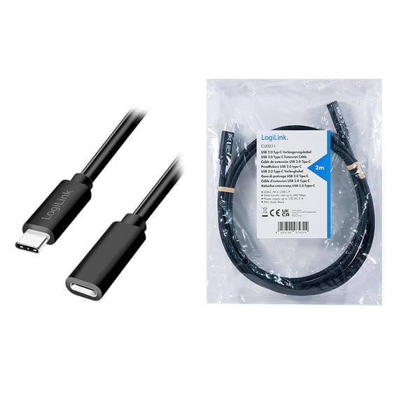 LogiLink CU0211 USB-kabel USB 2.0 2 m USB C 0,48 Gbit/sek. 100 W Sort