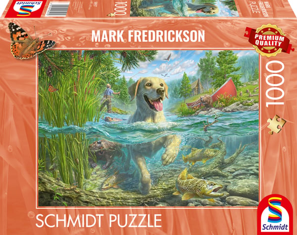 Mark Fredrickson: Hundekærlighed - Gul Labrador på fisketur (1000 brikker)