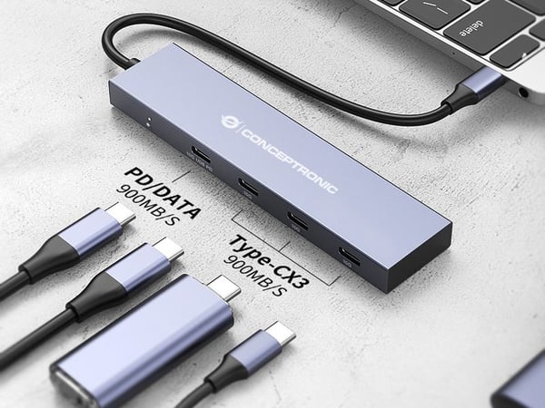 Conceptronic HUBBIES14G gränssnittshubbar USB 3.2 Gen 2 (3.1 Gen 2) Type-C 10000 Mbit/s Grå