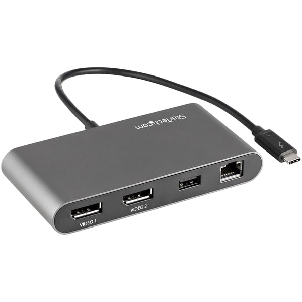 StarTech.com TB3DKM2DPL dockingstation Ledningsført Thunderbolt 3 Grå