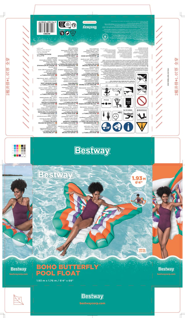 Bestway 43963 pool- och badmadrass Multifärg Mönstrad Polyvinylklorid (PVC)