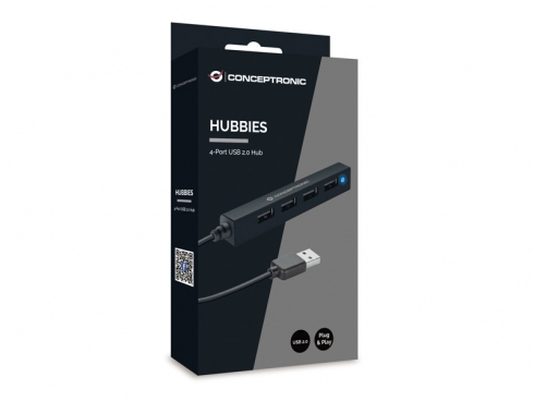 Conceptronic HUBBIES05B gränssnittshubbar USB 2.0 480 Mbit/s Svart