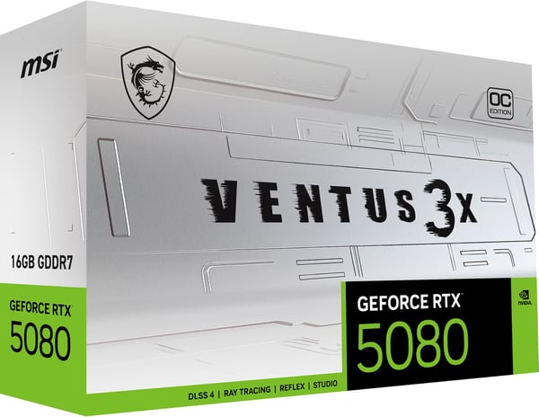 MSI VENTUS GEFORCE RTX 5080 16G 3X OC WHITE näytönohjain NVIDIA 16 GB GDDR7