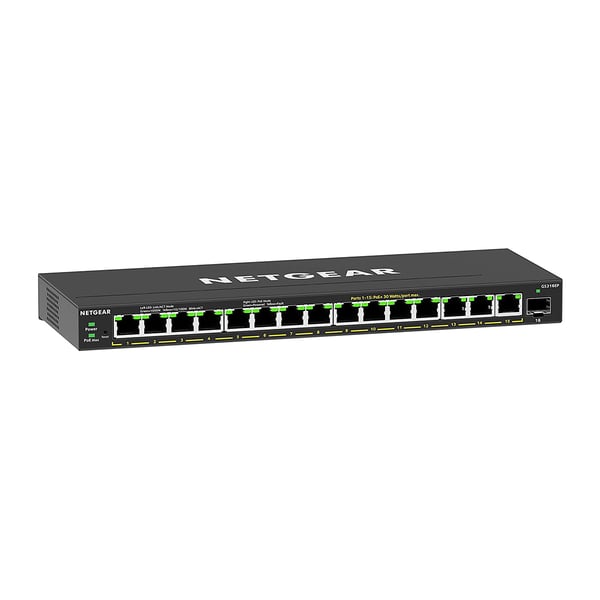 NETGEAR GS316EP hanterad Gigabit Ethernet (10/100/1000) Strömförsörjning via Ethernet (PoE) stöd Svart