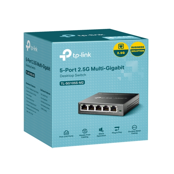 TP-Link TL-SG105S-M2 verkkokytkin Hallittu 2.5G Ethernet (100/1000/2500) Musta