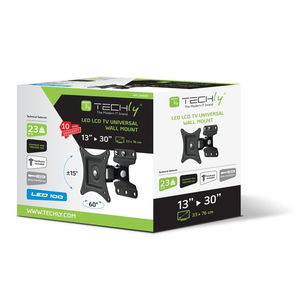 Techly ICA-LCD 201BK TV-kiinnike 76,2 cm (30") Musta