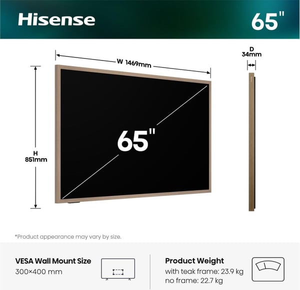 Hisense 65S7DS 165,1 cm (65") 4K Ultra HD Smart TV Wi-Fi Sort