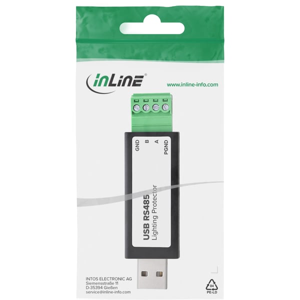 InLine 33307E konverterare/repeaters/isolatorer USB 2.0 RS-232 Svart
