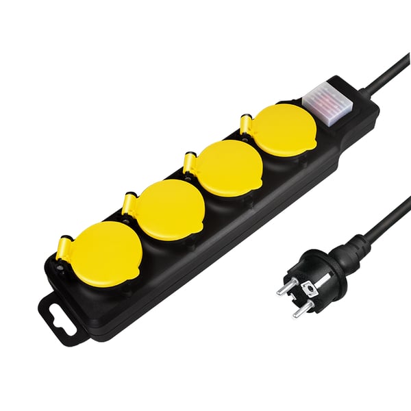 LogiLink LPS254 stikdåse 1,5 m 4 AC stikkontakt(er) Udendørs Sort, Gul