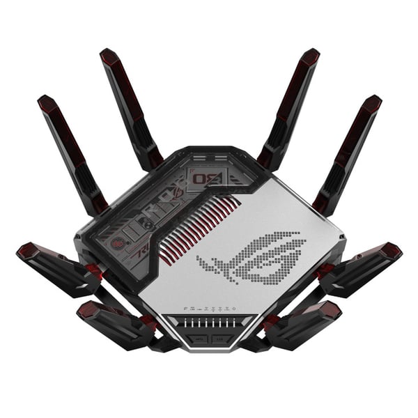 ASUS ROG Rapture GT-BN98 trådlös router 10 Gigabit Ethernet Quad-band (2.4 GHz / 5 GHz-1 / 5 GHz-2 / 6 GHz) Svart, Vit