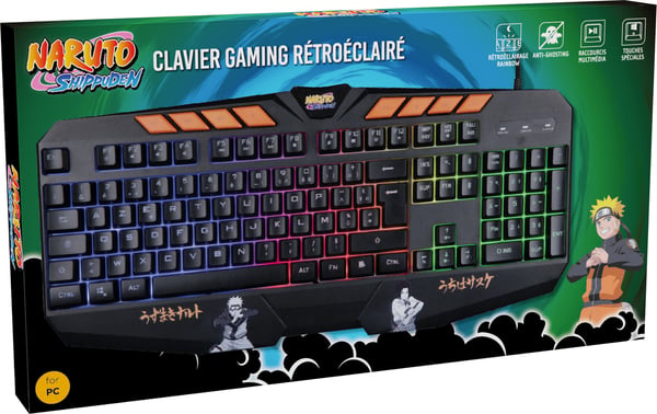 Konix Naruto KX GAMING KEYBOARD näppäimistö Pelaaminen USB AZERTY ranska Musta