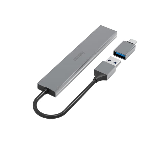 Hama 00200141 gränssnittshubbar USB 3.2 Gen 1 (3.1 Gen 1) Type-A 5000 Mbit/s Grå