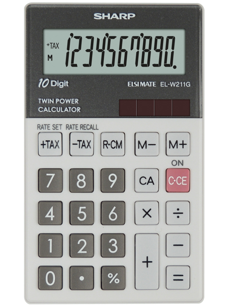 Sharp EL-W211G laskin Tasku Talouslaskin Harmaa