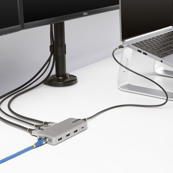 StarTech.com USB-C kolmimonitorinen Multiport-sovitin, kaksi 4K 60Hz + 4k 30Hz HDMI & DisplayPort, 3-porttinen