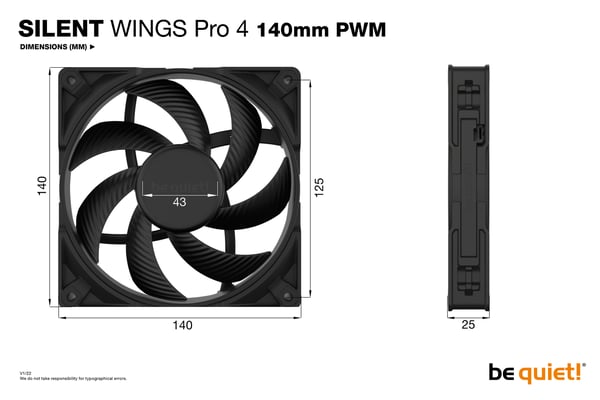 be quiet! SILENT WINGS PRO 4 | 140mm PWM Datorväska Fan 14 cm Svart 1 styck