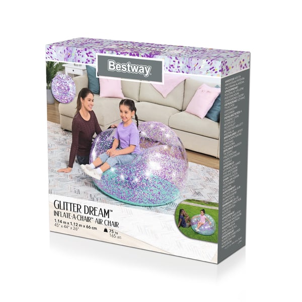 Bestway 75115 uppblåsbar fåtölj Fristående stol Lila, Silver, Transparent, Turkos