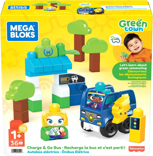 MEGA BLOKS Green Town Charge & Go Bus