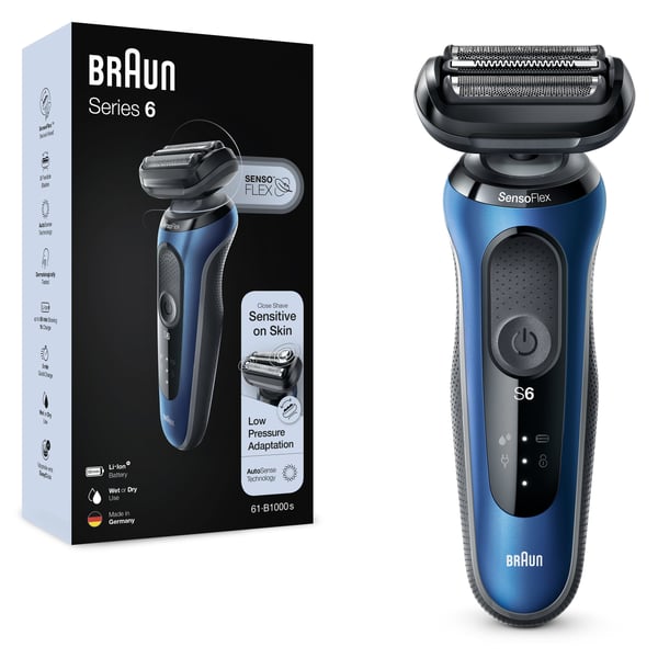 Braun Series 6 61-B1000s Folie shaver Sort, Blå