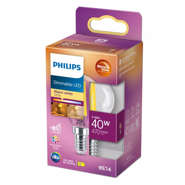 Philips Filamentljuskälla klot klar 40 W P45 E14