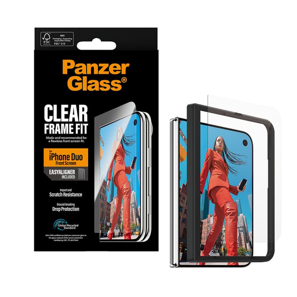 PanzerGlass ® Frontskærm Skærmbeskyttelse iPhone Duo | RammeFit m. EasyAligner