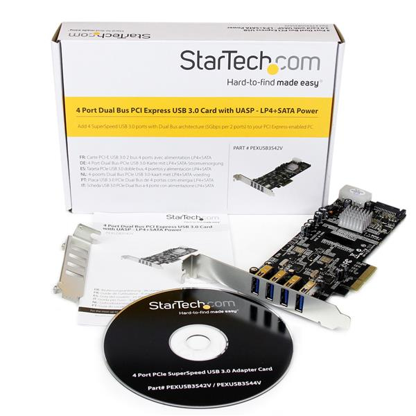 StarTech.com 4-Port USB 3.0 PCI Express-kortadapter - PCIe SuperSpeed USB 3.0-expansionskort med 2 D