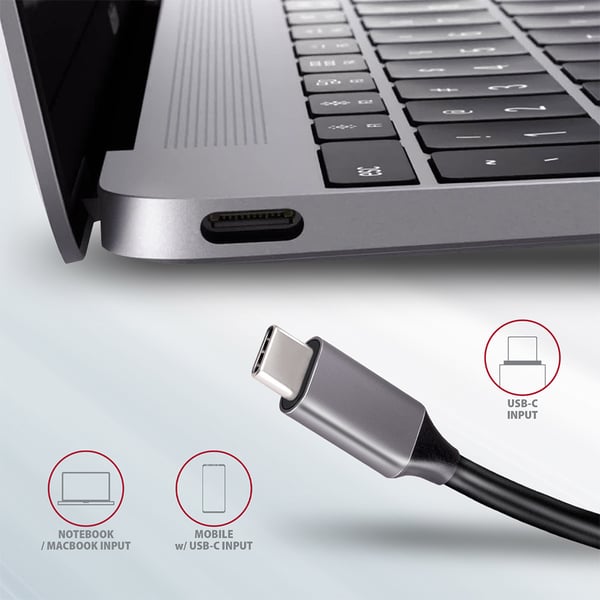 Axagon HMC-5 kannettavien tietokoneiden telakka ja porttitoistin Langallinen USB 3.2 Gen 1 (3.1 Gen 1) Type-C Harmaa