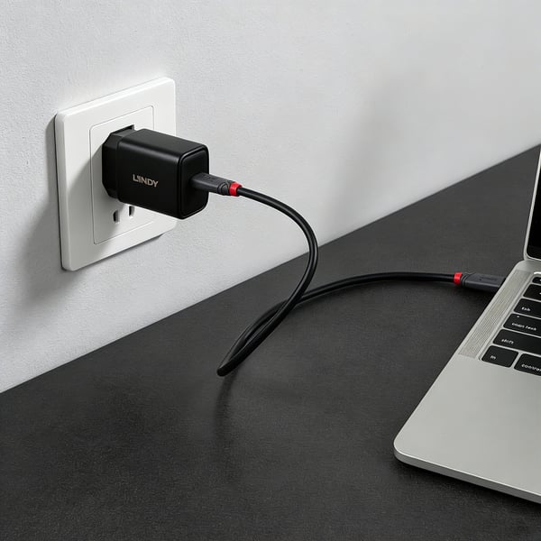 Lindy 65W USB Type C GaN-oplader med EU-stik