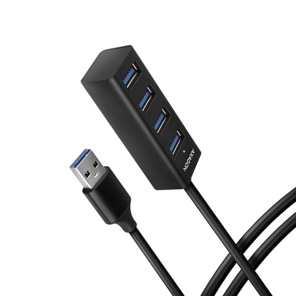 Axagon HUE-M1AL gränssnittshubbar USB 3.2 Gen 1 (3.1 Gen 1) Type-A 5000 Mbit/s Svart