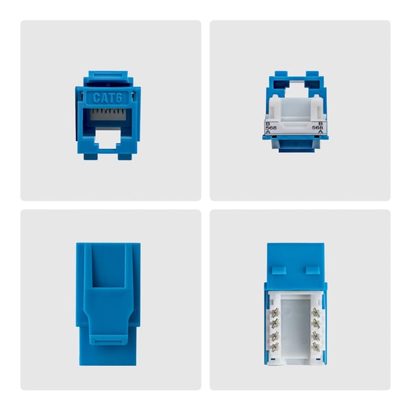 StarTech.com Cat6 keystone-kontaktdon, 24-pack RJ45 Ethernet-keystone-kontaktdon, UTP Cat6-vägguttag, 90-graders 110-håltagningsverktyg, blå