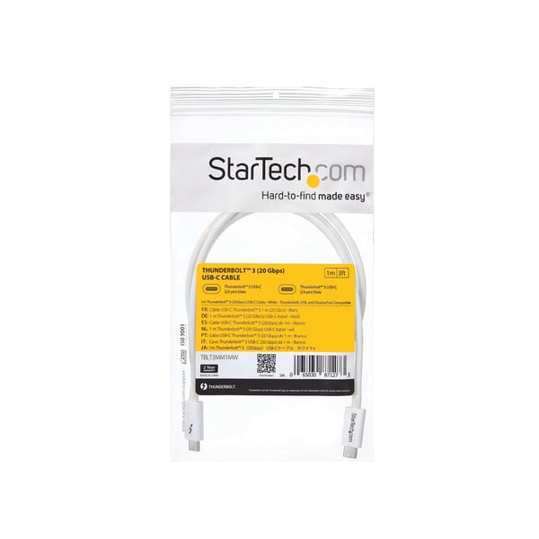 StarTech.com TBLT3MM1MW Thunderbolt kabel 1 m 20 Gbit/sek. Hvid
