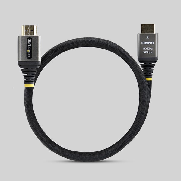 StarTech.com 2 m högkvalitativ, certifierad HDMI-kabel för höga hastigheter, extremt flexibel HDMI-kabel, 4K 60 Hz/1440p 144 Hz med HDR10/ARC, 18 Gbps, mycket flexibel flätad HDMI-kabel