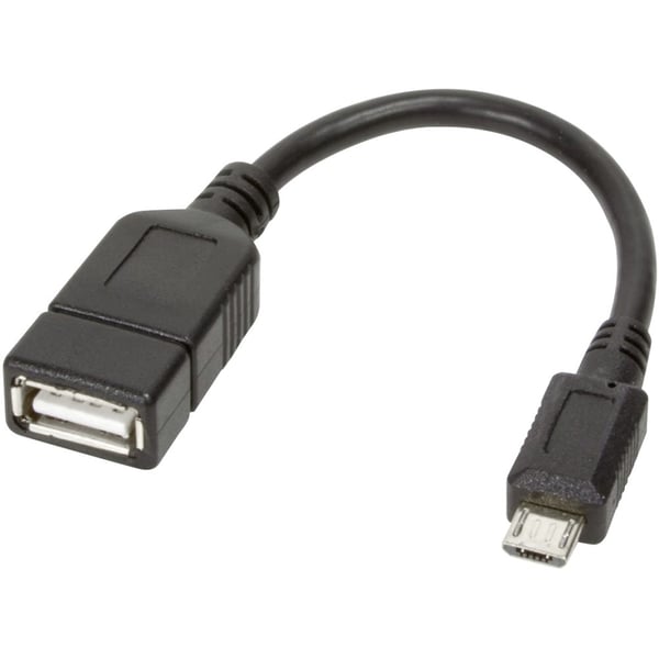 Techly 0.2m USB 2.0 Micro B - USB 2.0 A M/F USB-kabel 0,2 m Micro-USB B USB A 0,48 Gbit/sek. Sort