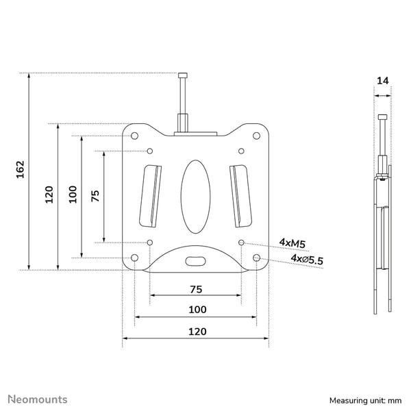 Neomounts WL15-633BL1 Tablet wall mount - Max. 3 kg | 6,6 lbs - fixed ställ och skyddsskal för surfplattor Svart 37,1 cm (14.6")