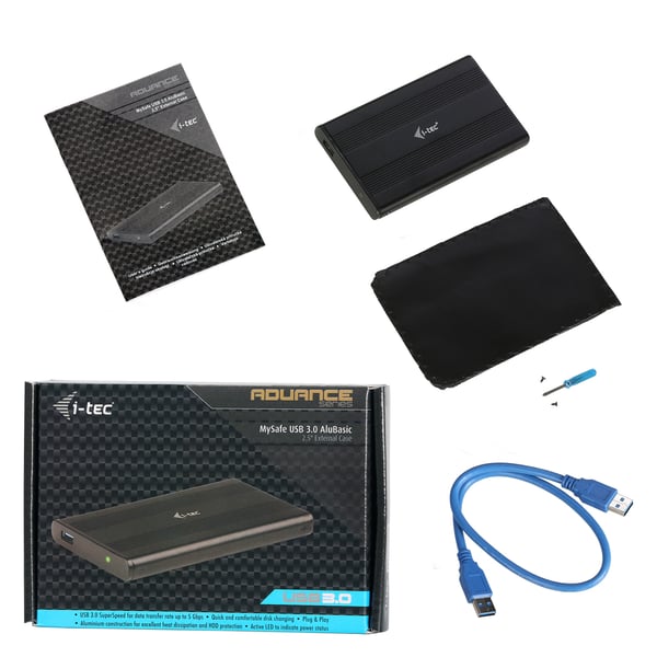 i-tec Advance MYSAFEU312 Hölje för lagringsenheter HDD- / SSD kabinett Svart 2.5"